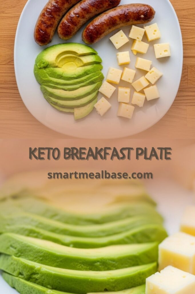 Keto Breakfast Plate with Sausages, Avocado & Cheese – Easy 4g Net Carb Keto Plate Keto Breakfast Plate with Sausages, Avocado & Cheese – Easy 4g Net Carb Keto Plate