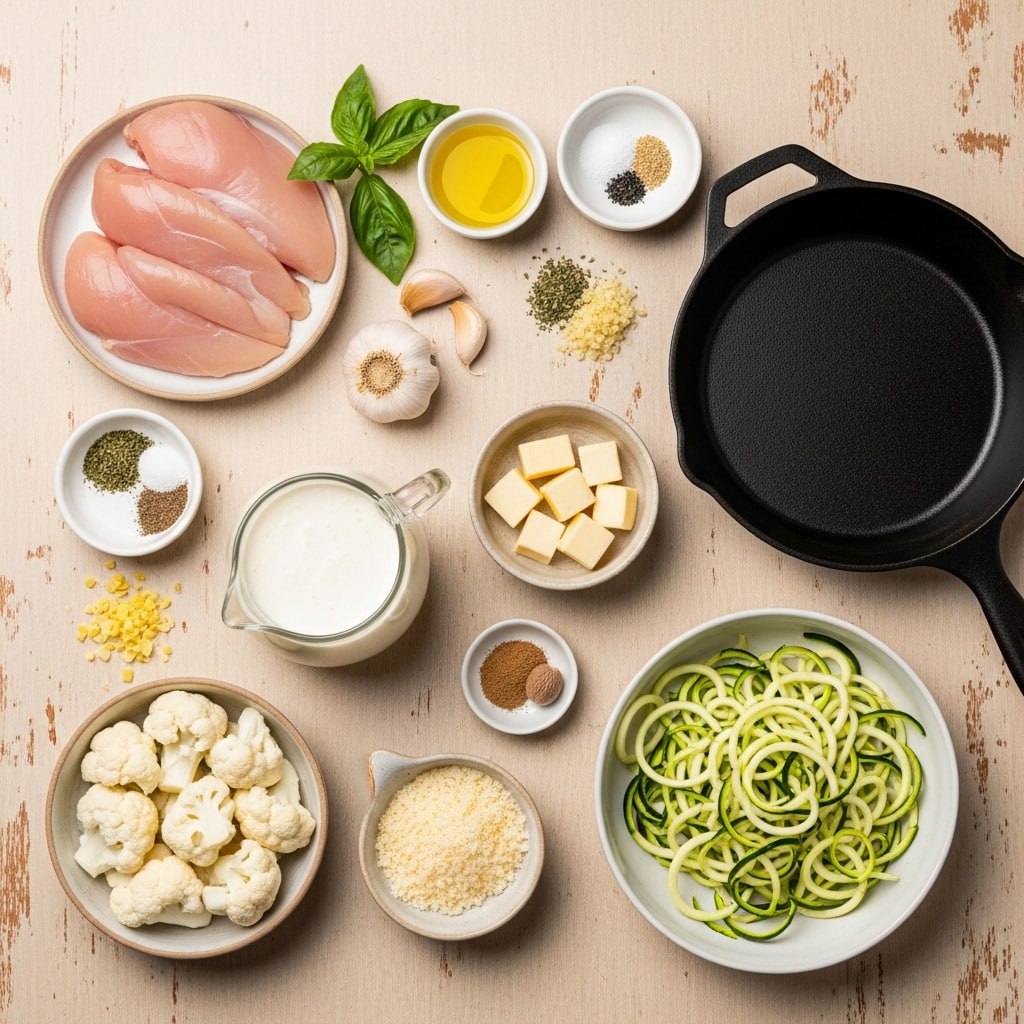 Ingredients for Keto Chicken Alfredo