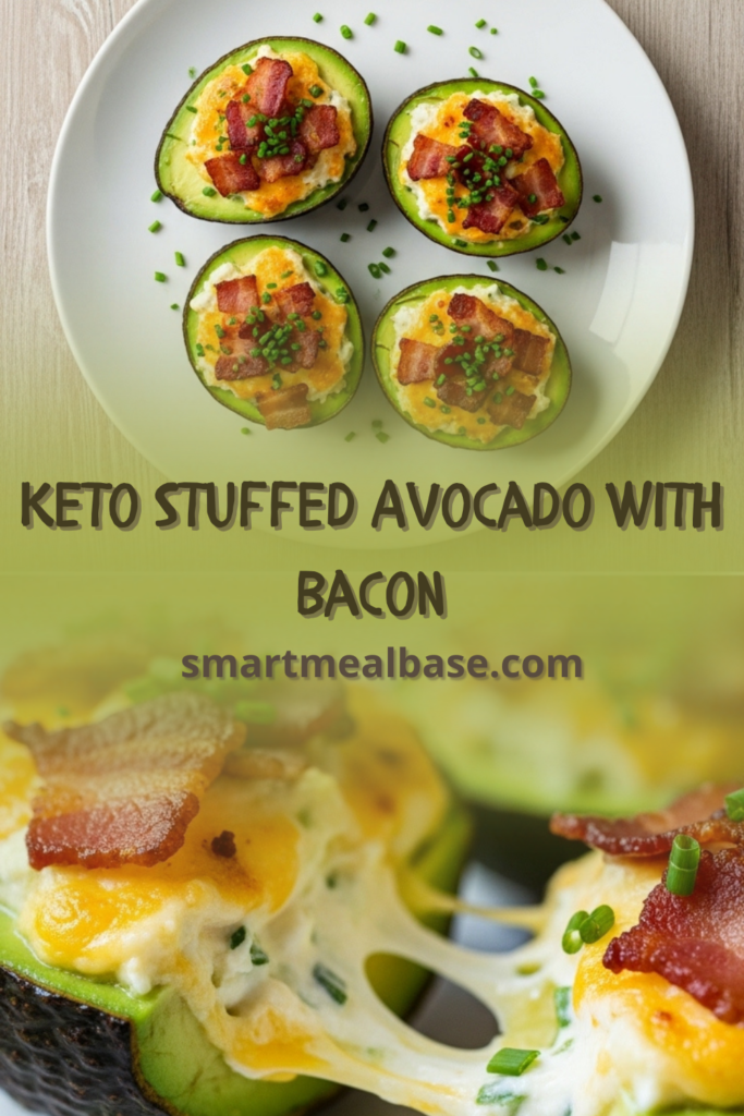 Добавить подзаголовок Keto Stuffed Avocado With Bacon & Cheese – Easy 10-Minute Breakfast