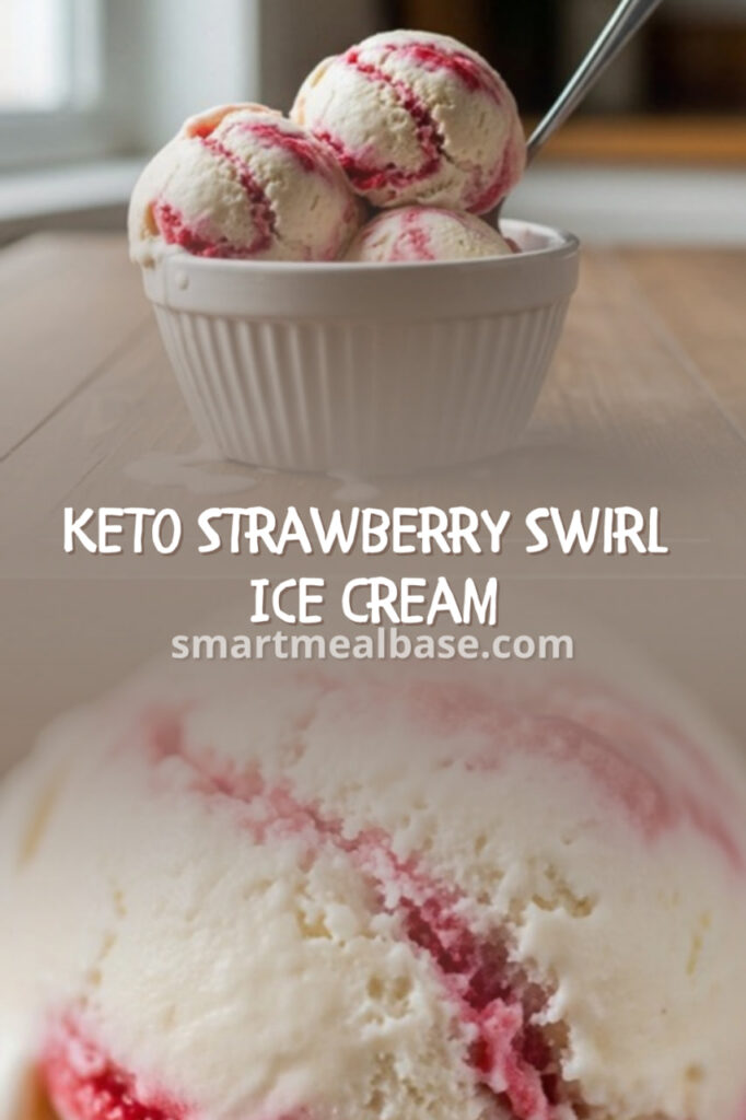 Keto Strawberry Swirl Ice Cream - Easy Dessert 5g Net Carb